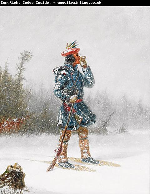 Cornelius Krieghoff Indian Hunter on Snowshoes